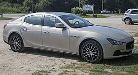 2015 Maserati Ghibli S Q4, front right in Sagaponack.jpg